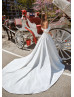 White Satin Royal Wedding Dress With Chapel Train White Satin Royal Wedding Dress With Chapel Train